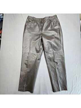 Tower Hill Collection Womens Size 16 Brown Leather Pants Straight Leg